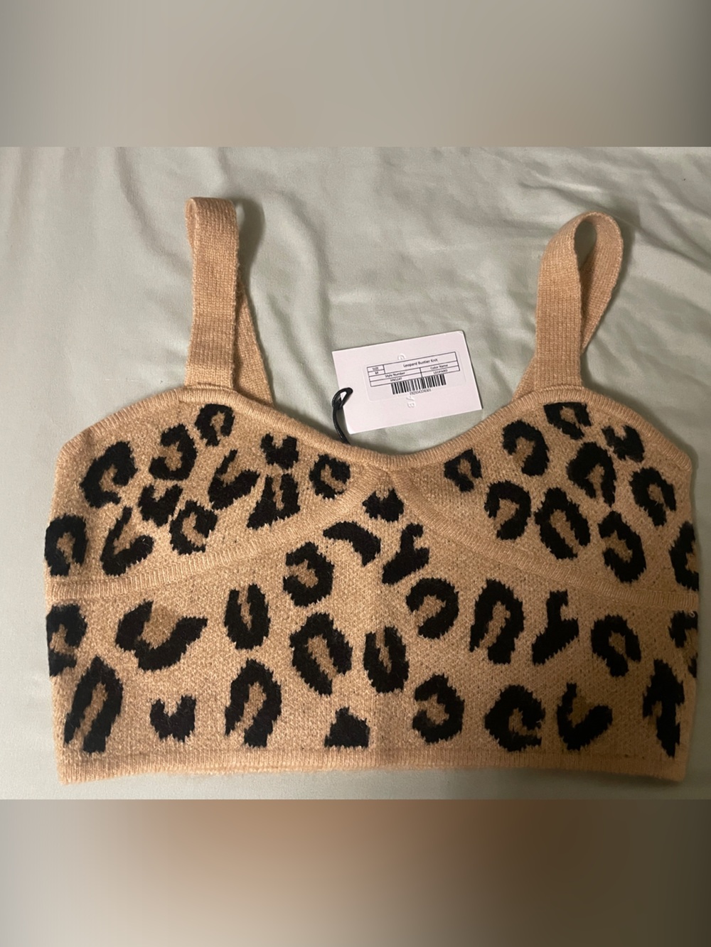 GREY LAB Leopard Print Knit Crop Bralette in Tan and Black
